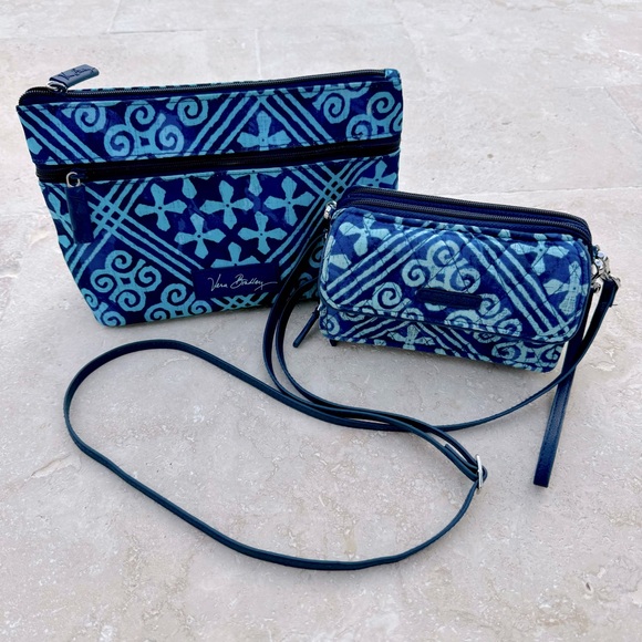 Vera Bradley RFID All in One Crossbody + Matching Pouch in Cuban Tiles Print - Picture 2 of 8